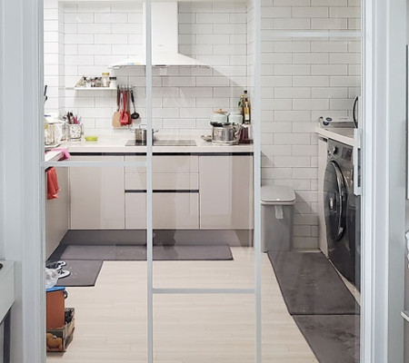 망포동 중문 시공 사례 | 수원 아파트 현관중문 비대칭 3연동 슬라이딩 중문