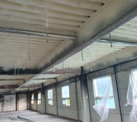 충북 청주 공장 천장 경질우레탄폼 단열공사  골데크 천장 우레탄폼 단열 시공사례